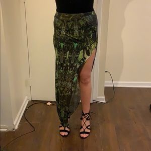 Helmet Lang tropical print long skirt with slit